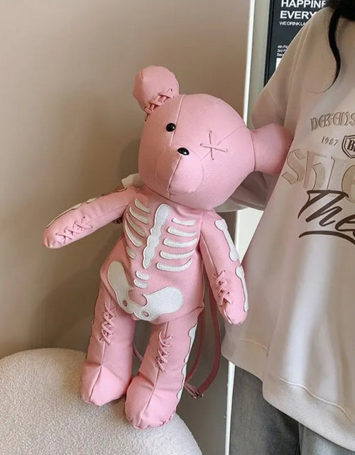 Load image into Gallery viewer, (Free Shipping)(Tariffs included in price) Funny Skeleton Bear Backpack PU Leather Artistic Personality Thriller Single Shoulder Crossbody Backpack Halloween Backpacks
