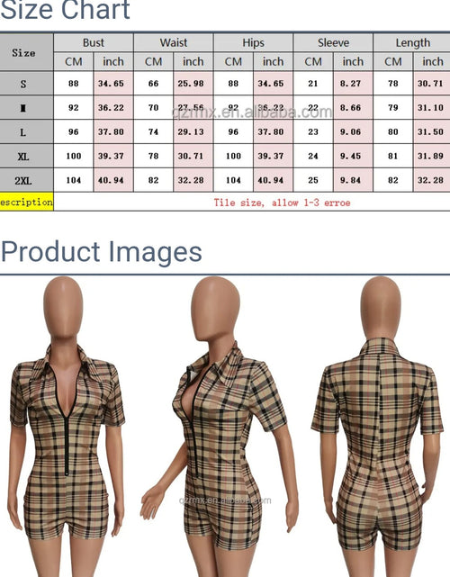 Load image into Gallery viewer, (Free Shipping)(Tariffs included in price) Summer plaid pattern short jumper set short sleeve Romper for women
