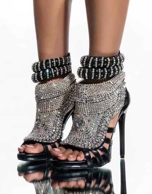 Load image into Gallery viewer, (Free Shipping) Luxury Women's Diamond High Heel Rhinestone Stiletto Sandal Dress Shoes
