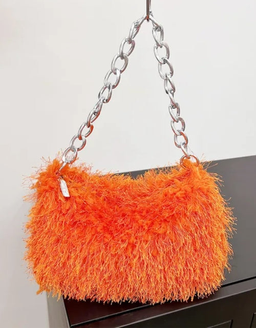 Load image into Gallery viewer, (Free Shipping) Plush Women's Hobos Underarm Bag Hot Girls Furry Clutch Shoulder Bag Luxury Faux Fur Female Fluffy Armpit Handbag
