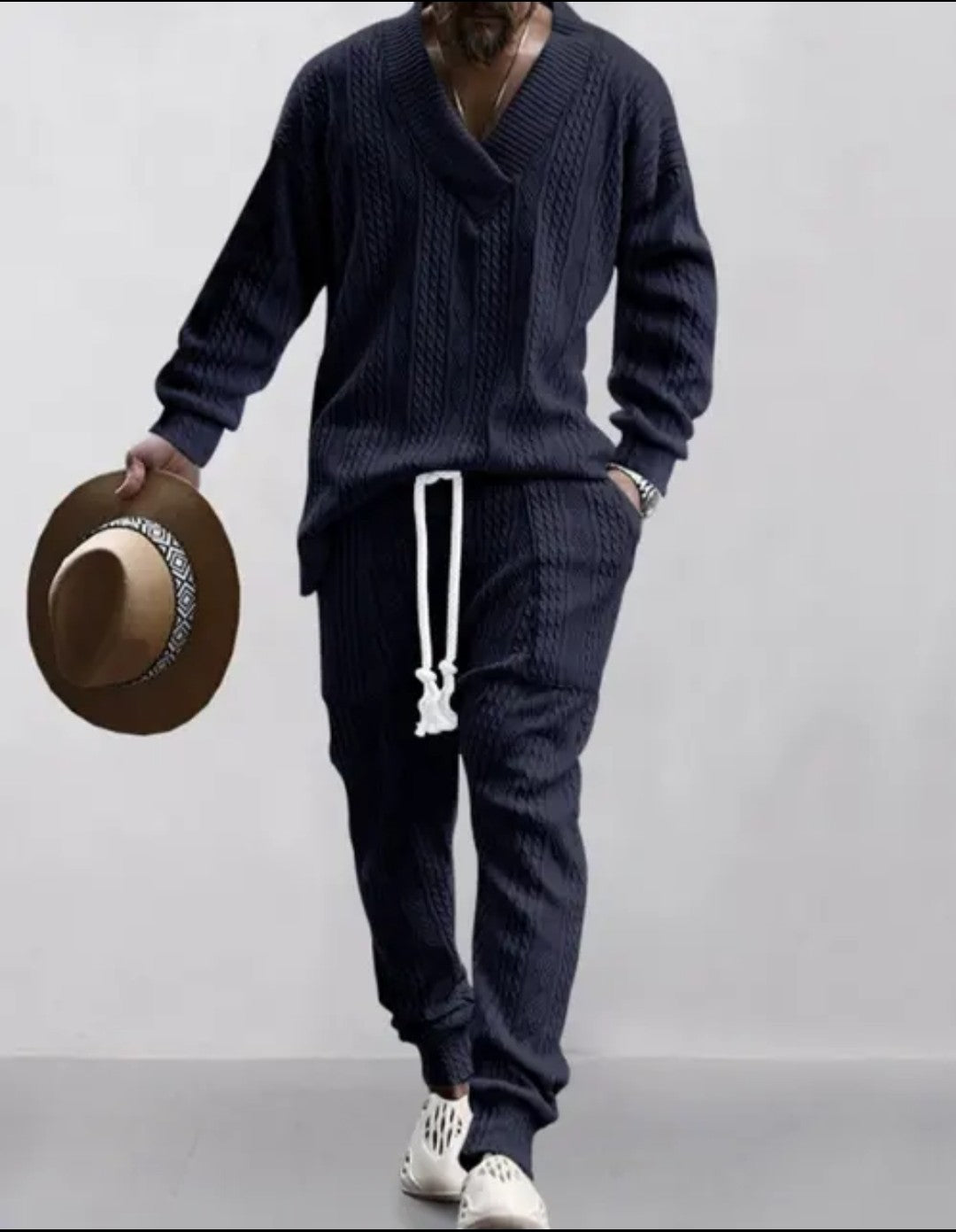 (Free Shipping)(Tariffs included in price) Stylish Jacquard Set For Men Soft Fabric With Stretch Fit Perfect For Relaxing or Casual Occasions