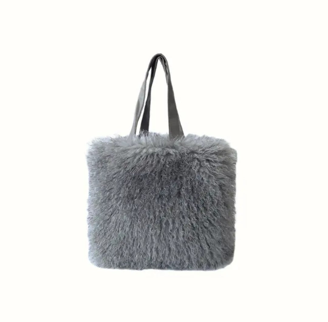 (Free Shipping)Women's Wool Faux Fur Bag Commuter Handbag Fashionable Underarm Bag Large-capacity Shoulder Bag
