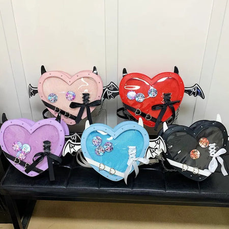 (Free Shipping)(Tariffs included in price) Love Heart Design bag Women New Transparent Crossbody Bags Girls Purses and Handbags Bag for Girls Uniform Bag