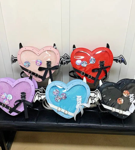 (Free Shipping)(Tariffs included in price) Love Heart Design bag Women New Transparent Crossbody Bags Girls Purses and Handbags Bag for Girls Uniform Bag