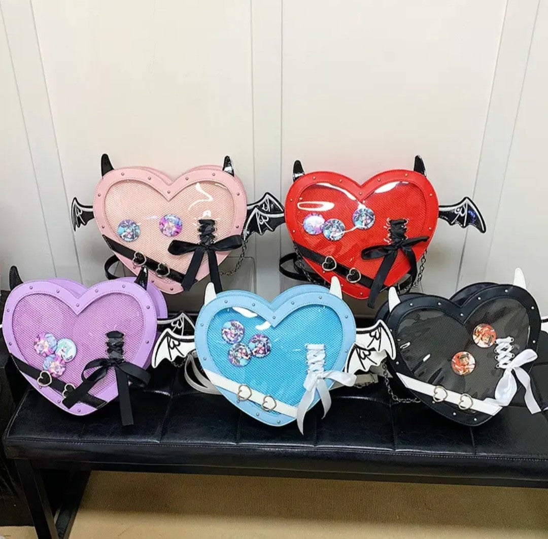 (Free Shipping)(Tariffs included in price) Love Heart Design bag Women New Transparent Crossbody Bags Girls Purses and Handbags Bag for Girls Uniform Bag