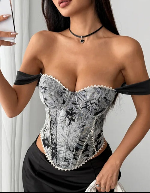 Load image into Gallery viewer, (Free Shipping)(Tariffs included in price) Vintage French bustier Top Jacquard Lace Corset with Boning Padding Retro style Baroque
