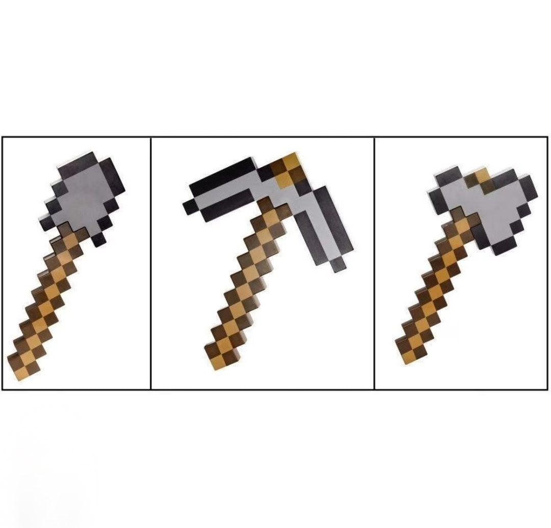 (Free Shipping)(Tariffs included in price) Pixelated 3 in 1 Pick Axe Spear And Axe Interchangeable Kids Toy Building Blocks Play Tools
