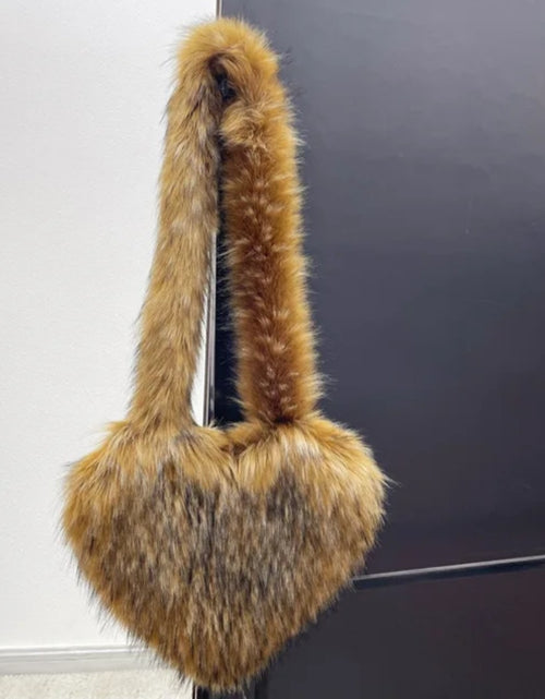 Load image into Gallery viewer, (Free Shipping)(Tariffs included in price) Woman's Faux Fur Heart Shaped Shoulder Crossbody Bag Winter Fur HandBags for women Female Clutch Purse Messenger Bag
