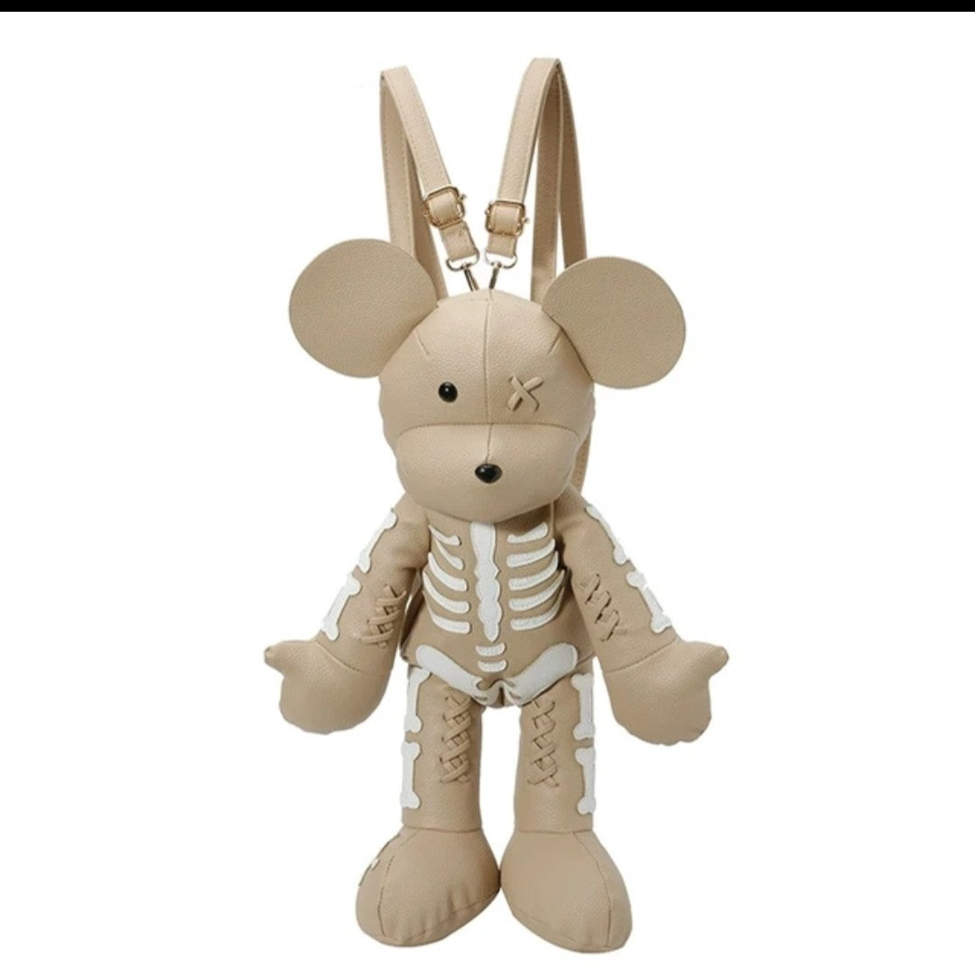 (Free Shipping)(Tariffs included in price) Funny Mouse Bear Backpack PU Leather Artistic Personality Thriller Single Shoulder Crossbody Backpack Halloween Backpacks