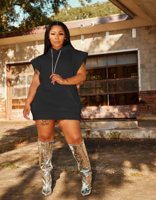 Load image into Gallery viewer, (Free Shipping)(Tariffs included in price) Ladies Spring solid color sleeveless hoodie dress cheap casual women dresses
