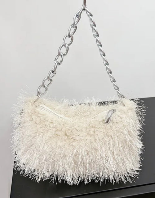Load image into Gallery viewer, (Free Shipping) Plush Women's Hobos Underarm Bag Hot Girls Furry Clutch Shoulder Bag Luxury Faux Fur Female Fluffy Armpit Handbag

