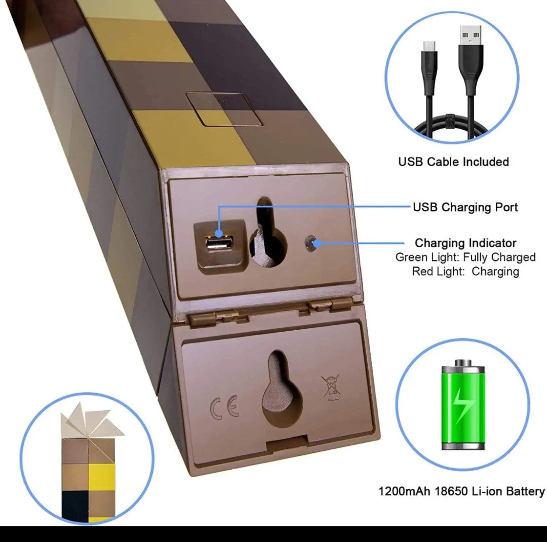 (Free Shipping)(Tariffs included in price) Torch Lamp Children's Toy Night Light Model Toy Brownstone Torch For Living Room Home Decor USB Rechargeable