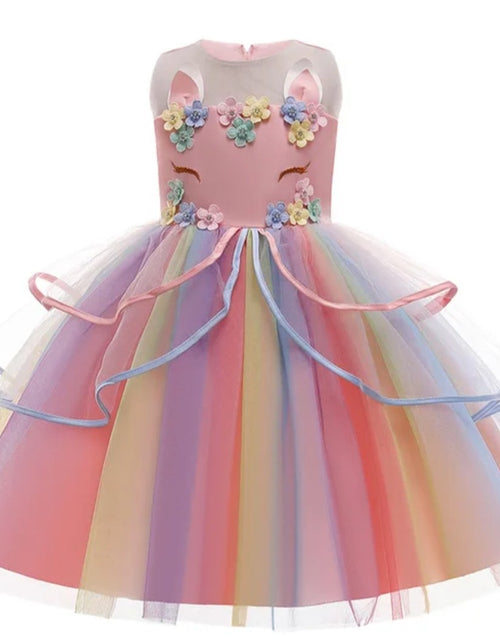 Load image into Gallery viewer, (Free Shipping)(Tariffs included in price) Children's Unicorn Party Princess  Dress Flower Girl Kids Wedding Party Dress
