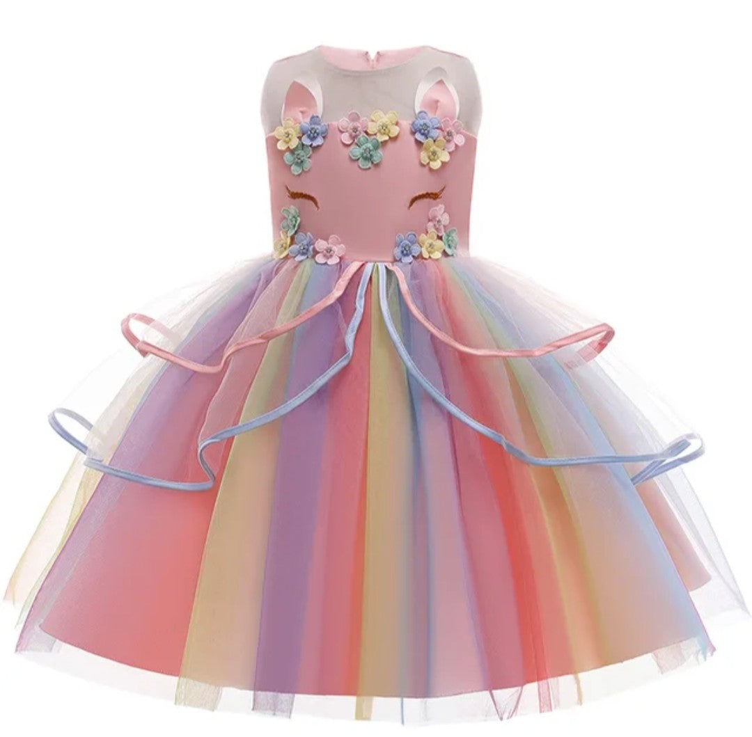 (Free Shipping)(Tariffs included in price) Children's Unicorn Party Princess  Dress Flower Girl Kids Wedding Party Dress