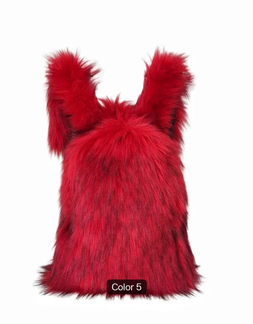 Load image into Gallery viewer, (Free Shipping) Furry Faux Fur Women's Luxury Designer Backpack Handbag Purses Women's Gradient Shoulder Bag Women's Rucksack
