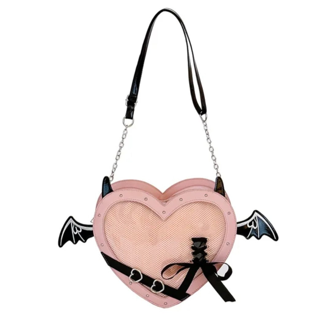 (Free Shipping)(Tariffs included in price) Love Heart Design bag Women New Transparent Crossbody Bags Girls Purses and Handbags Bag for Girls Uniform Bag