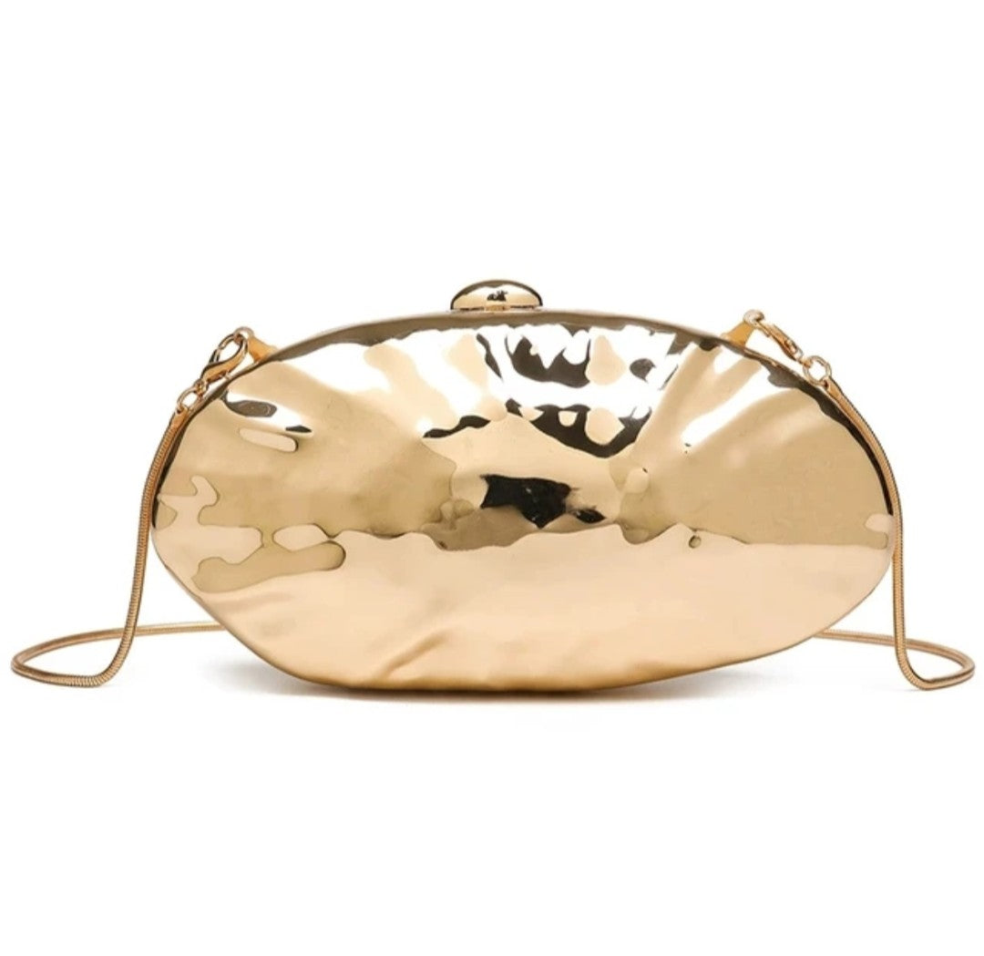 (Free Shipping)(Tariffs included in price) Designer Acrylic Square/Oval Shape Clutch Bag Gold Women Evening Party Bag Shiny Metal Shoulder Crossbody Bags Small Purse
