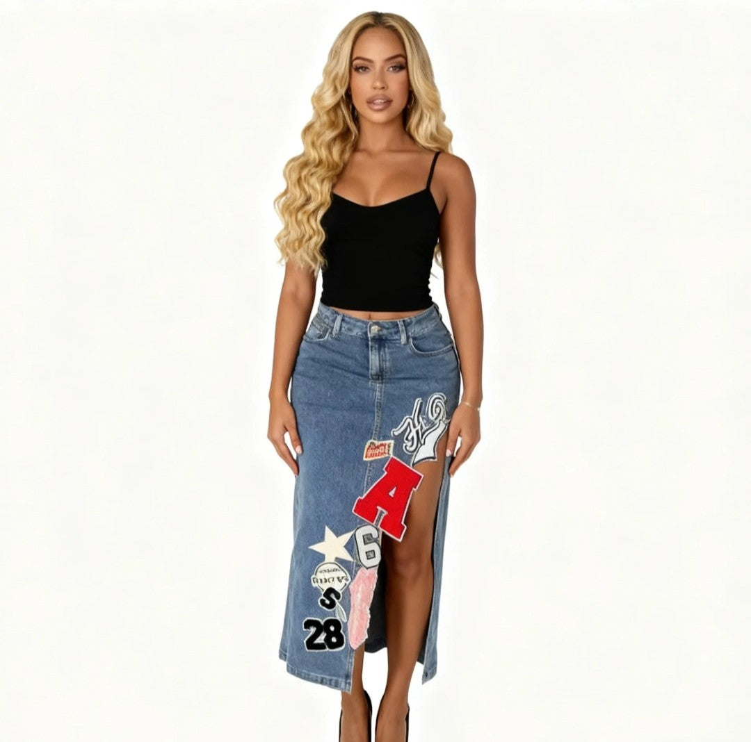 (Free Shipping)(Tariffs included in price)Retro High Quality 2025 Fashion Denim Jeans Stylish Midi Womens Skirts