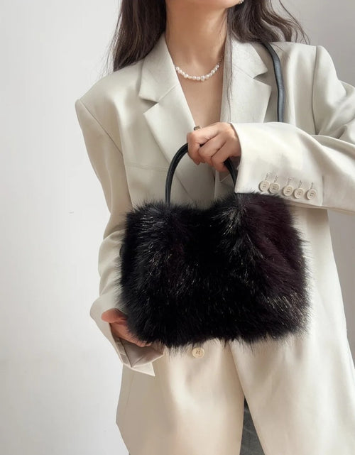 Load image into Gallery viewer, Large Capacity Bucket Bag Fashion Imitation Rabbit Fur Plush Bag Underarm Shoulder Tote Bags Winter Faux Fur Designer Handbag

