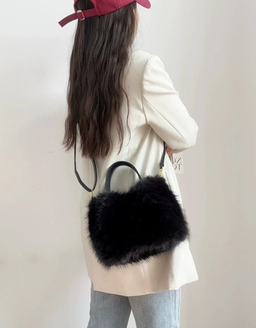 Load image into Gallery viewer, Large Capacity Bucket Bag Fashion Imitation Rabbit Fur Plush Bag Underarm Shoulder Tote Bags Winter Faux Fur Designer Handbag
