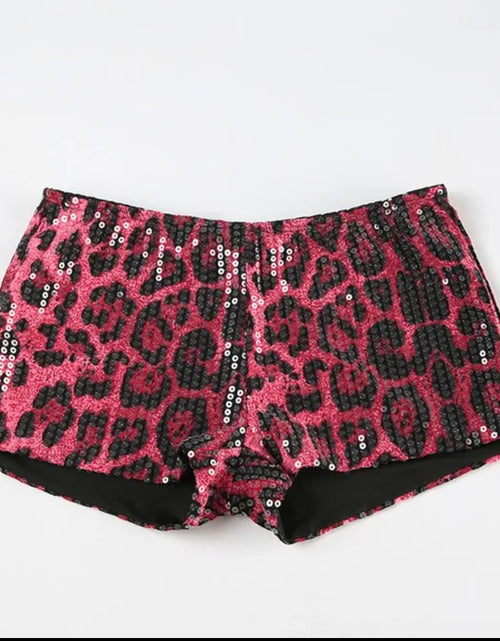 Load image into Gallery viewer, (Free Shipping)(Tariffs included in price) Sequins Leopard Print Shorts Women Hipster Sexy Low Waist Stretch Hot Pants
