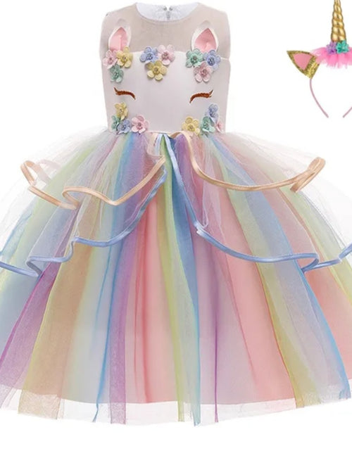 Load image into Gallery viewer, (Free Shipping)(Tariffs included in price) Children's Unicorn Party Princess  Dress Flower Girl Kids Wedding Party Dress
