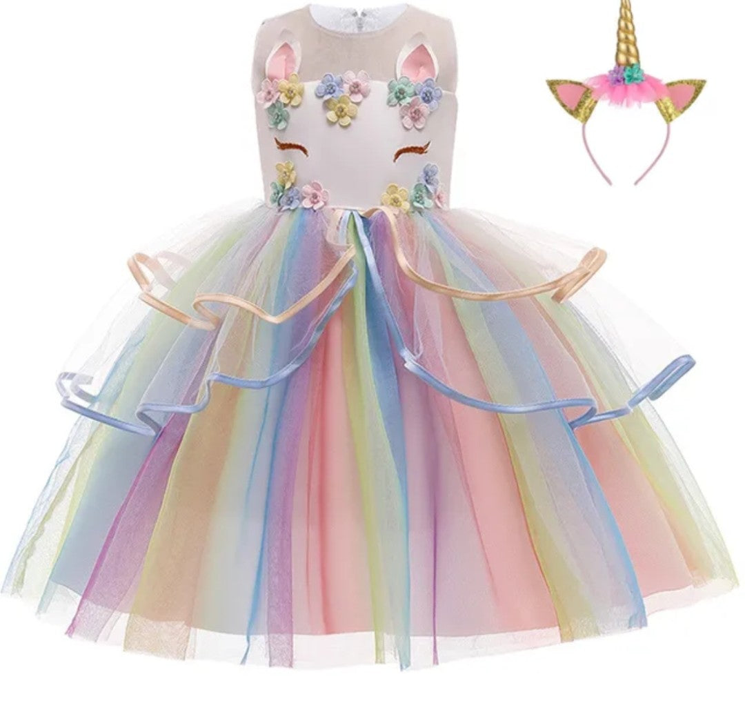 (Free Shipping)(Tariffs included in price) Children's Unicorn Party Princess  Dress Flower Girl Kids Wedding Party Dress