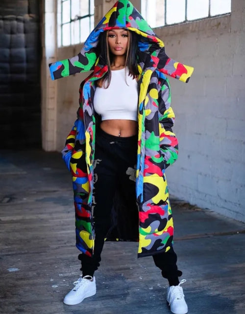 Load image into Gallery viewer, (Free Shipping)(Tariffs included in price) Winter Down Puffer Jacket Print Camo Bomber Bubble Coat Bubble Long Down Jacket Ladies
