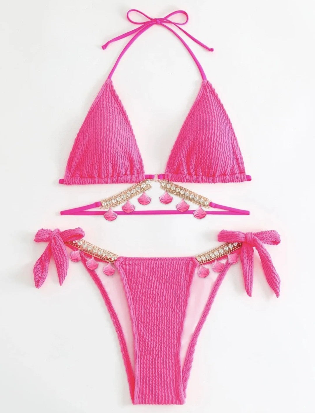 (Free Shipping)(Tariffs included in price) Two Pieces Set Swimwear Women Pink Sexy Girl Bikini