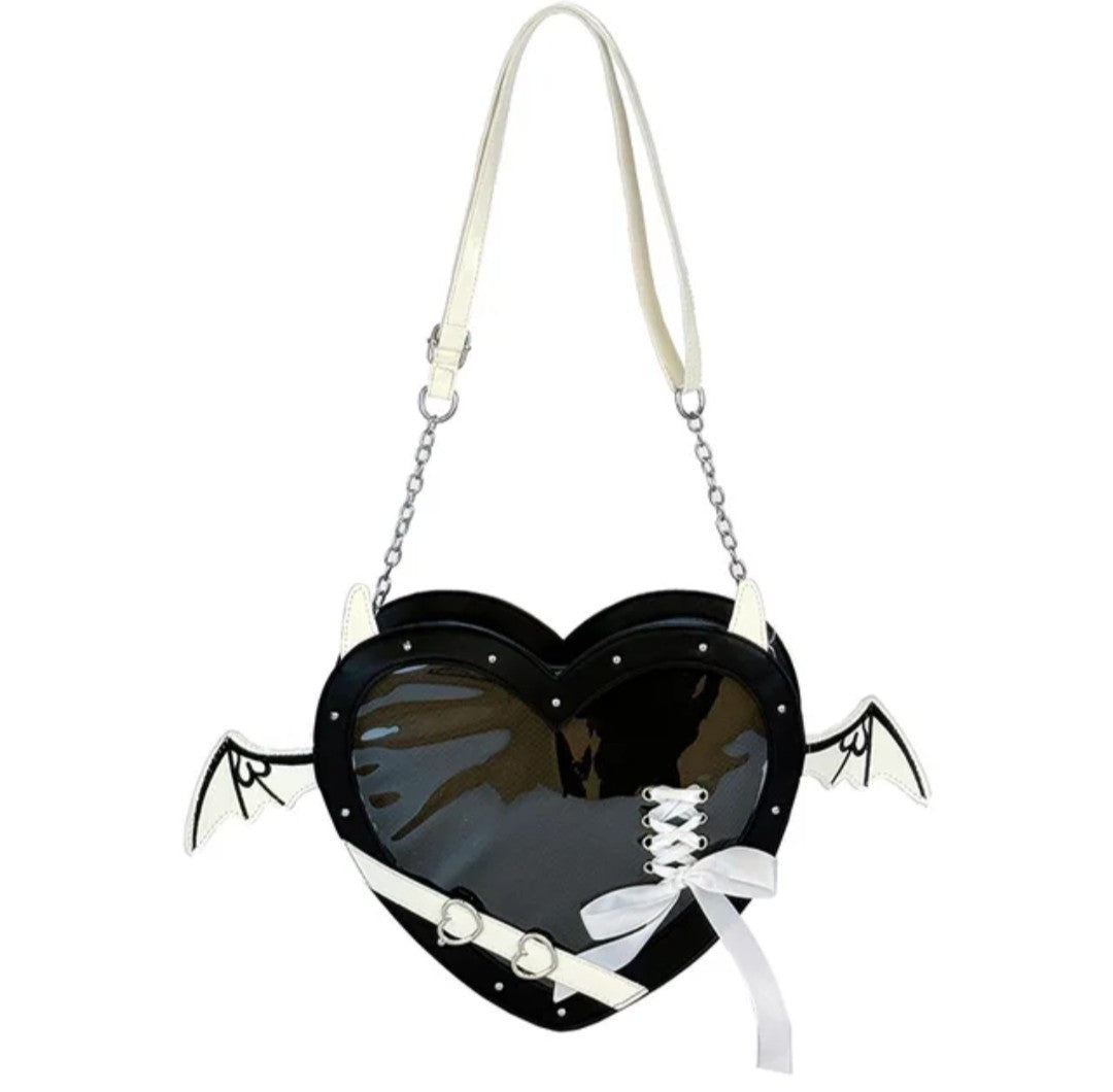 (Free Shipping)(Tariffs included in price) Love Heart Design bag Women New Transparent Crossbody Bags Girls Purses and Handbags Bag for Girls Uniform Bag