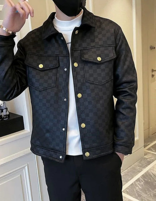 Load image into Gallery viewer, (Free Shipping)(Tariffs included in price)Autumn Winter Suede Plaid Jacket for Men Lapel Slim Fit Casual Business Bomber Jacket Social Streetwear Windbreaker Coat
