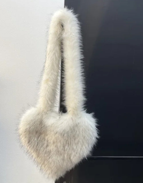 Load image into Gallery viewer, (Free Shipping)(Tariffs included in price) Woman's Faux Fur Heart Shaped Shoulder Crossbody Bag Winter Fur HandBags for women Female Clutch Purse Messenger Bag
