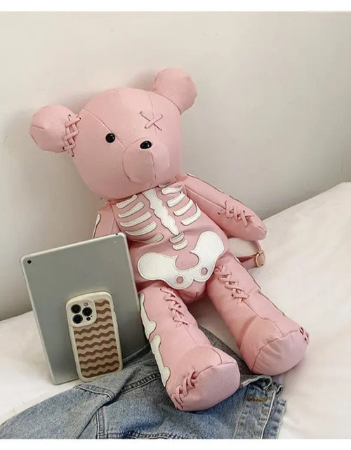 Load image into Gallery viewer, (Free Shipping)(Tariffs included in price) Funny Skeleton Bear Backpack PU Leather Artistic Personality Thriller Single Shoulder Crossbody Backpack Halloween Backpacks
