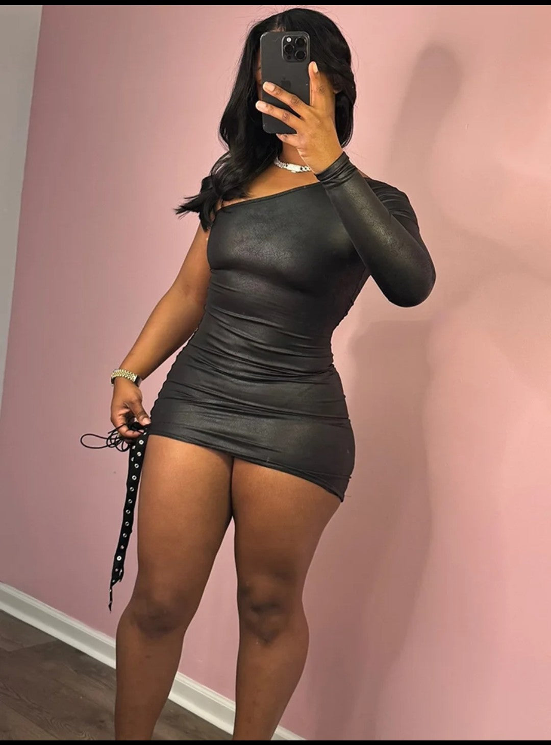 (Free Shipping)(Tariffs included in price) Sexy One Shoulder Bodycon Dress Women's Party Nightclub Mini Skinny Dress