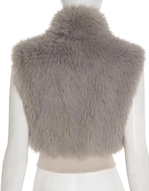 Load image into Gallery viewer, (Free Shipping)(Tariffs included in price) 2025 Fall Winter Faux Fur Jacket Vests Women Luxury Warm Fluffy Metal Leather Belt Sleeveless Coats Tops
