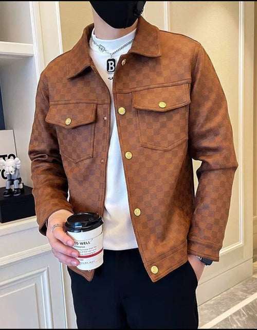Load image into Gallery viewer, (Free Shipping)(Tariffs included in price)Autumn Winter Suede Plaid Jacket for Men Lapel Slim Fit Casual Business Bomber Jacket Social Streetwear Windbreaker Coat

