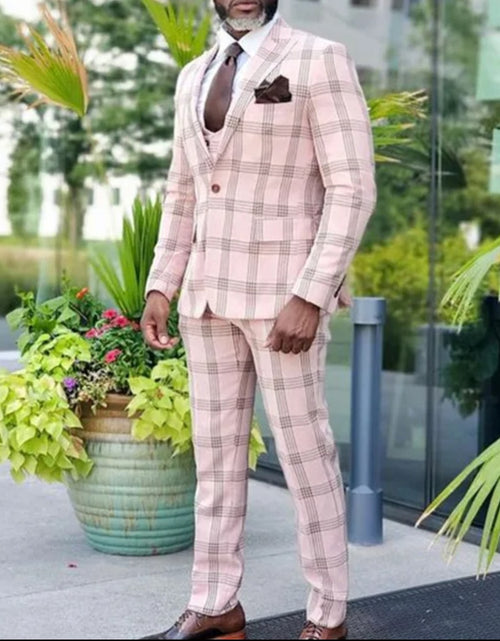 Load image into Gallery viewer, (Free Shipping)Men's 2 Piece Plaid Blazer Digital Print Suit Jacket with Zipper Fly Business Style
