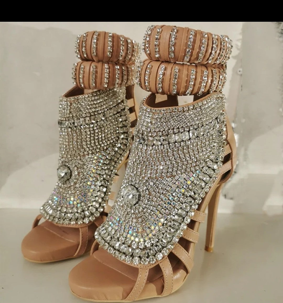 (Free Shipping) Luxury Women's Diamond High Heel Rhinestone Stiletto Sandal Dress Shoes