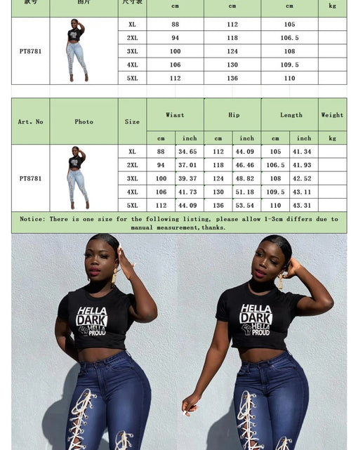 Load image into Gallery viewer, (Free Shipping)(Tariffs included in price) High waist plus size woman jeans eyelet bandage fashion tiny leg women skinny jeans
