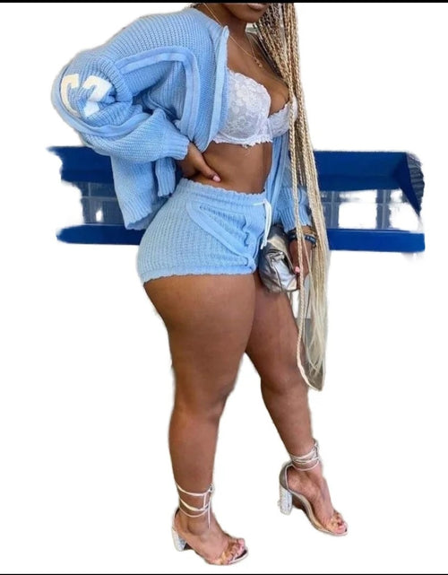 Load image into Gallery viewer, (Free Shipping)(Tariffs included in price) Loose Sports Sweater Top High Waist Shorts 2 Piece Set For Women
