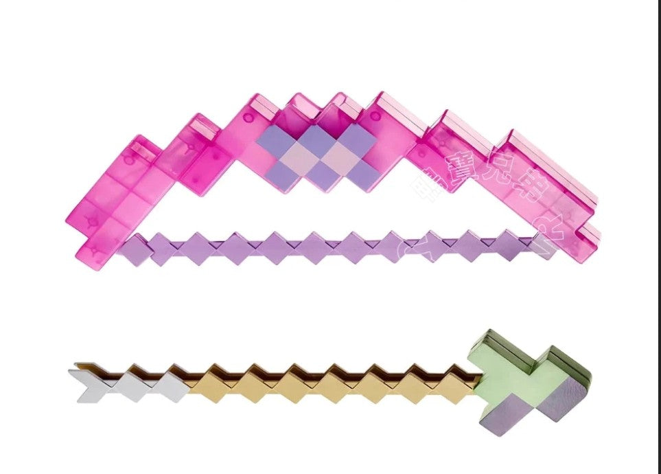 (Free Shipping)(Tariffs included in price) Pixelated Bow and Arrow Kids Building Toy Archery Set Girls And Boys Fun Play Shoots Up To 20 FT Outdoors