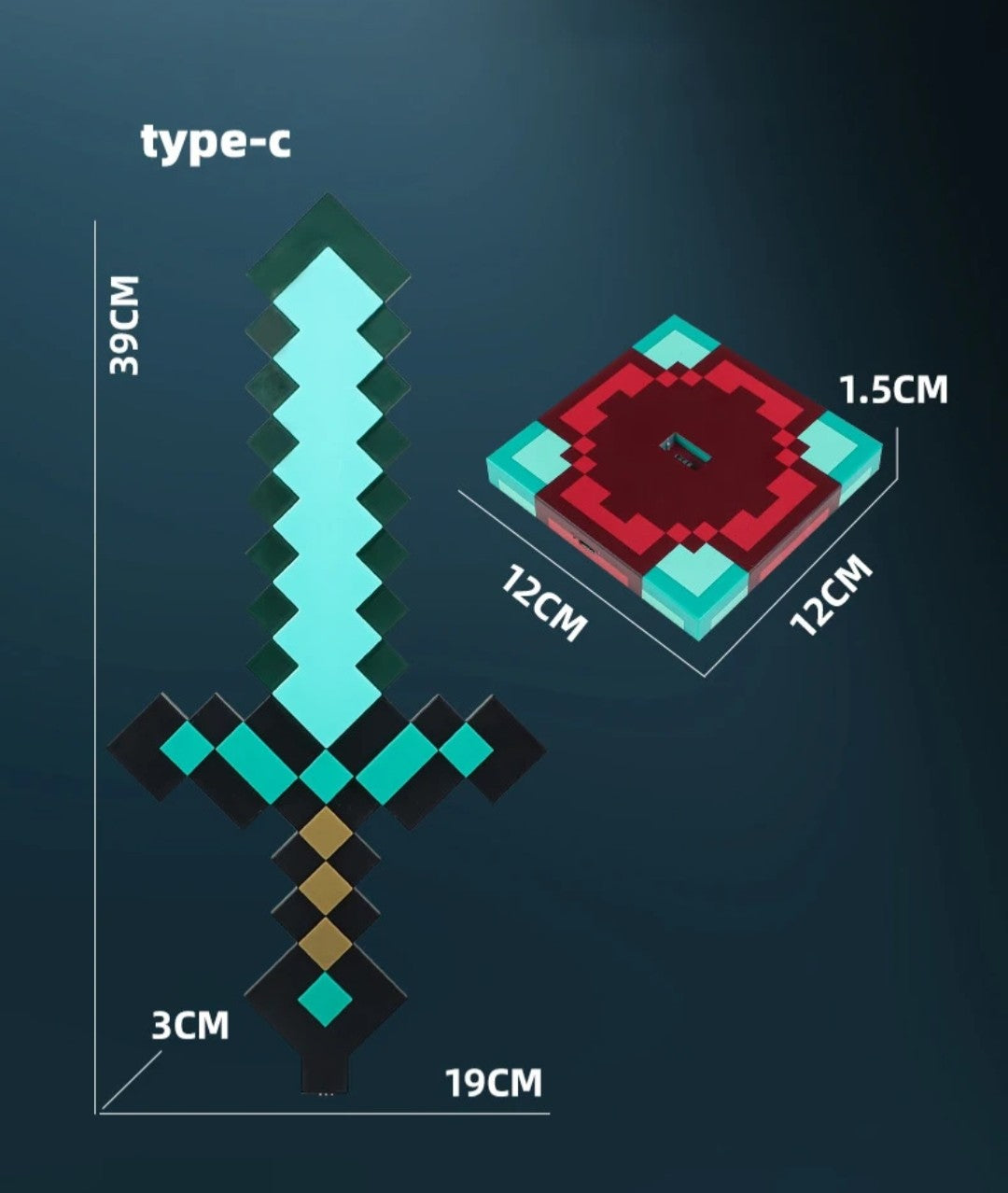 (Free Shipping)(Tariffs included in price) Diamond Pixel Sword Lamp Color Changing New Energy Efficiency Brightness for Bedroom Lamp Night Light