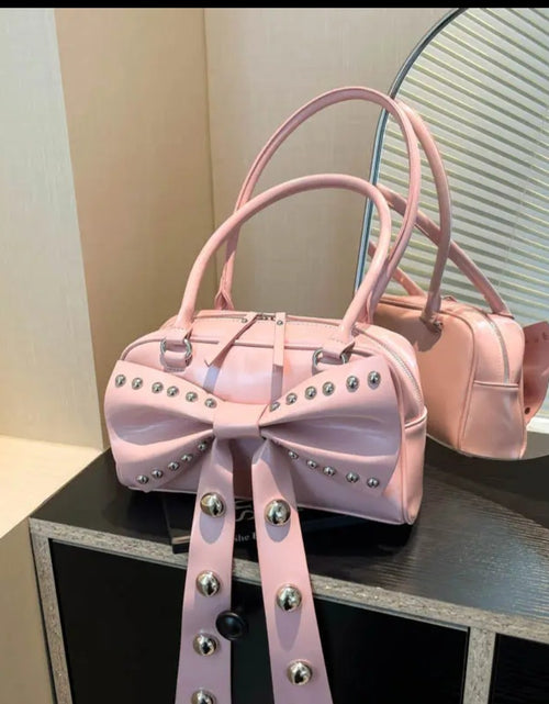 Load image into Gallery viewer, (Free Shipping)(Tariffs included in price) Women's Rivet Bolsos Mujer Motorcycle Bow Bag Underarm Shoulder Bags American Style Sac Femme New Adjustable Strap Bolso
