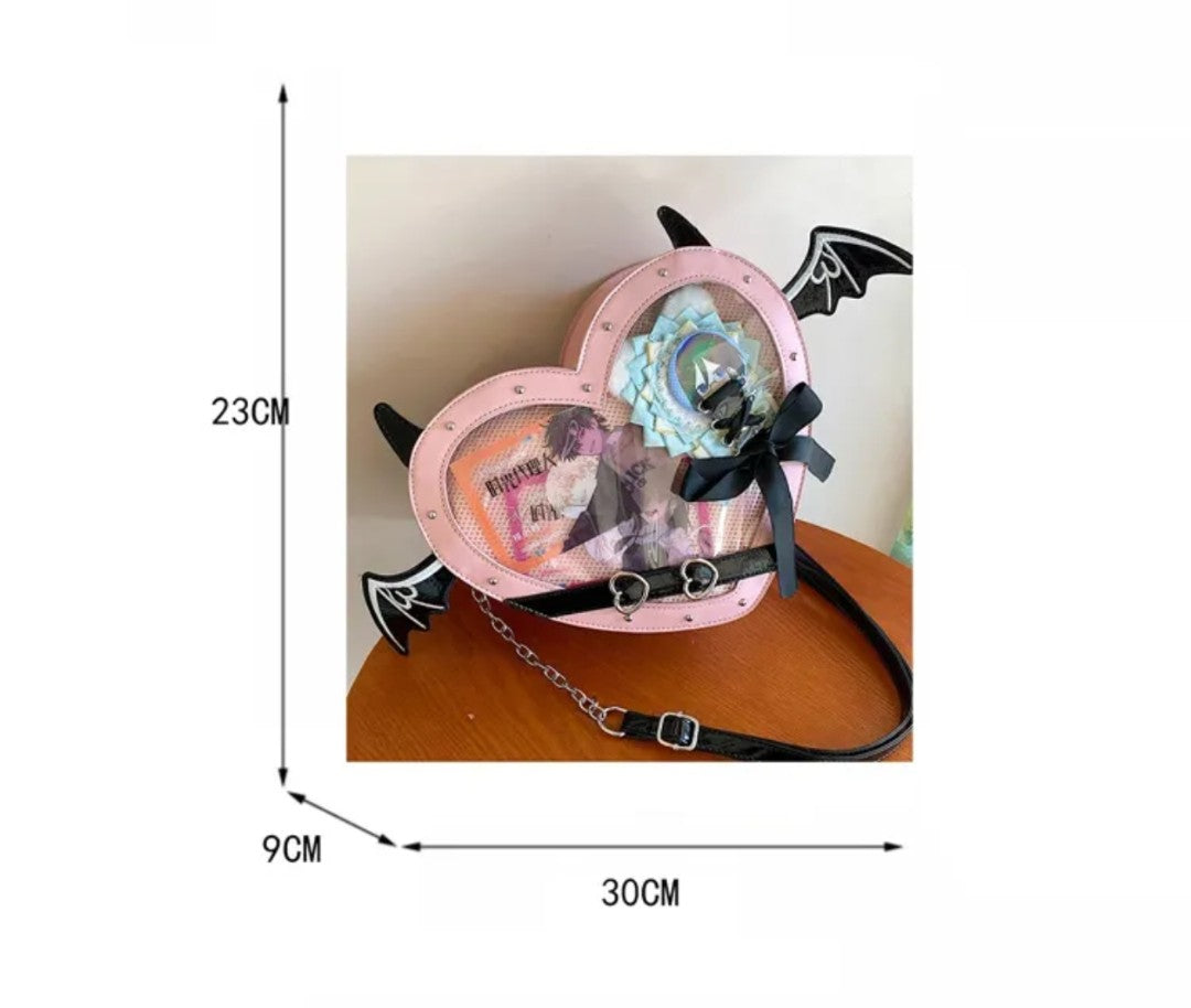 (Free Shipping)(Tariffs included in price) Love Heart Design bag Women New Transparent Crossbody Bags Girls Purses and Handbags Bag for Girls Uniform Bag