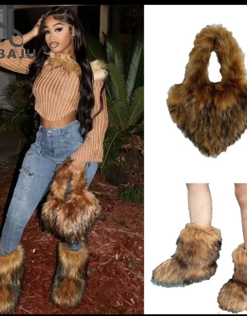 Load image into Gallery viewer, (Free Shipping)(Tariffs included in price) Girls Fluffy Faux Fox Fur Boots Winter Woman Plush Warm Snow Bootas Luxury Footwear Furry Fur Boots
