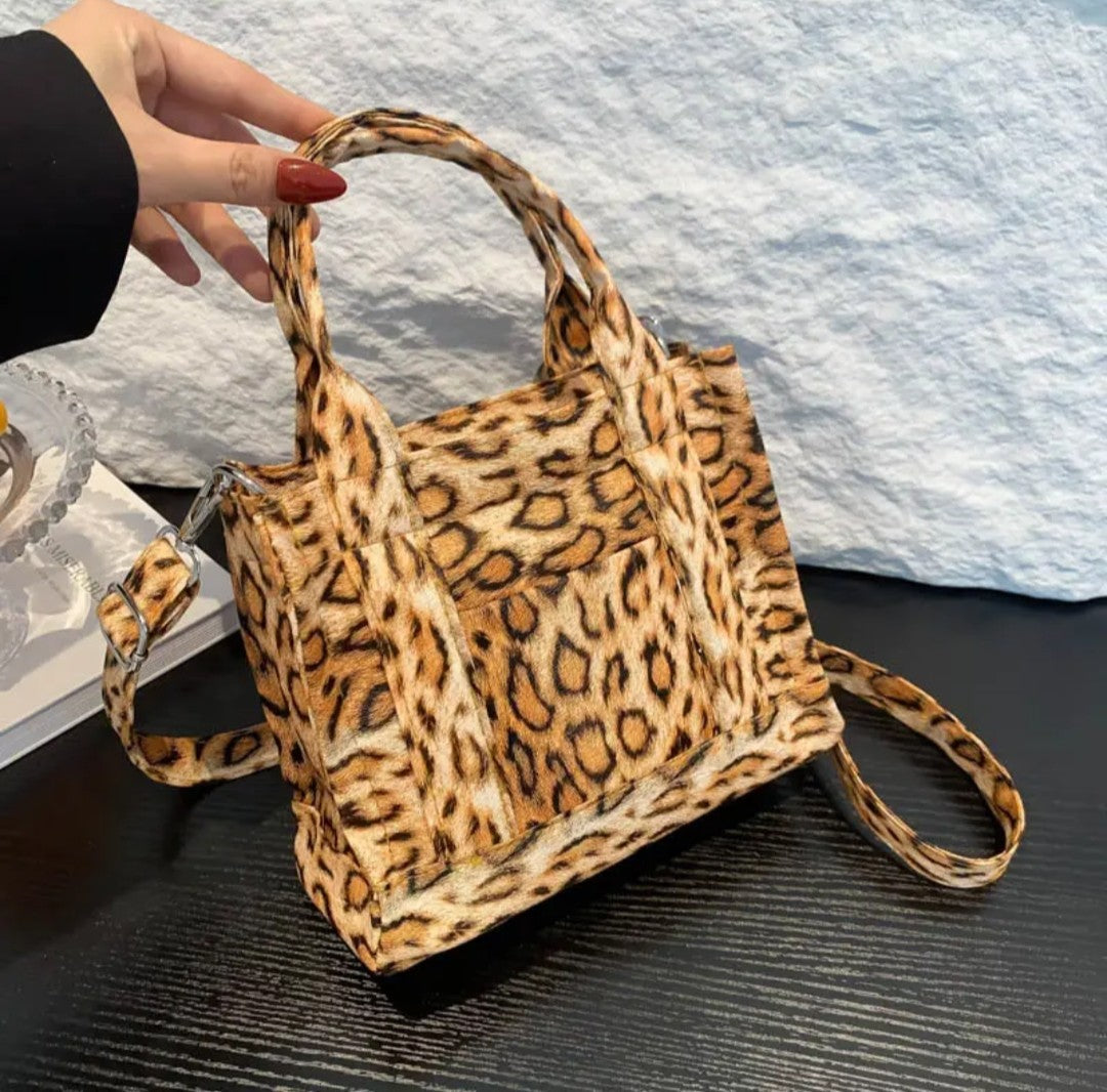 (Free Shipping)(Tariffs included in price) Leopard Pattern Casual Tote Bag Vintage Designer PU Leather Shoulder Bag Fashion Big Capacity Handbag For School Work Shopping