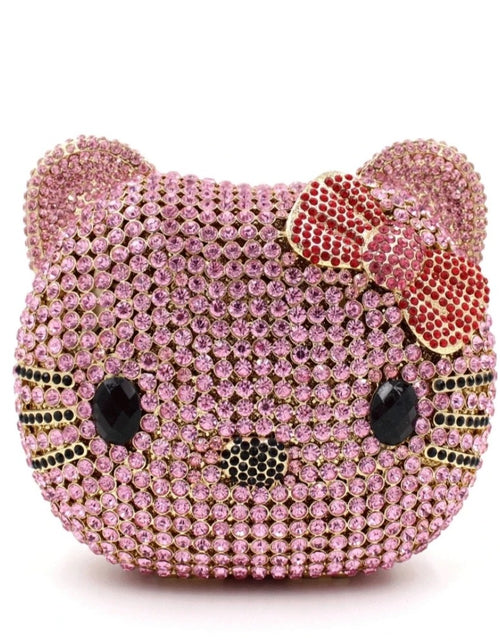 Load image into Gallery viewer, (Free Shipping)(Tariffs included in price) Kitty Head Anime Diamond Evening Clutch Rhinestone Bags New Gorgeous Unique Metallic Rhinestone Purses Wedding Clutches
