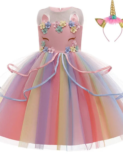 Load image into Gallery viewer, (Free Shipping)(Tariffs included in price) Children's Unicorn Party Princess  Dress Flower Girl Kids Wedding Party Dress
