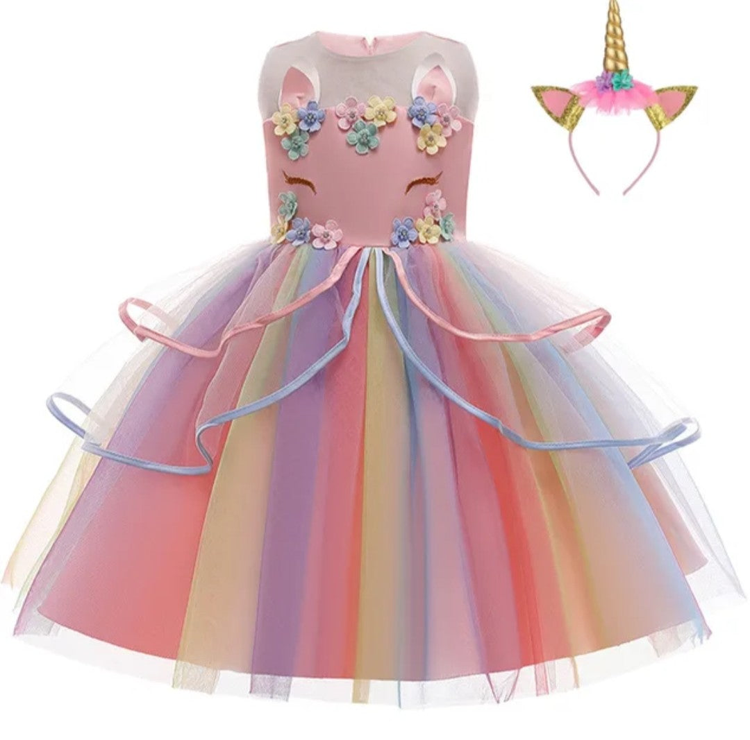 (Free Shipping)(Tariffs included in price) Children's Unicorn Party Princess  Dress Flower Girl Kids Wedding Party Dress