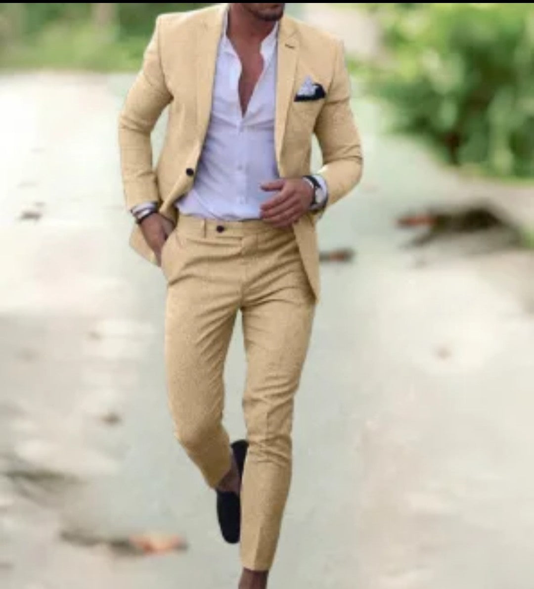 (Free Shipping)Men's 2 Piece Plaid Blazer Digital Print Suit Jacket with Zipper Fly Business Style